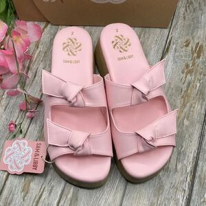 Sam & Libby Pink Platform Double Bow Tie Comfy Dress Sandals Shoes Size 7